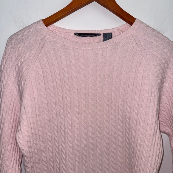 💗 Vintage Hillard & Hanson Baby Pink Cable Knit Sweater Women’s L Made in UK - Picture 6 of 12